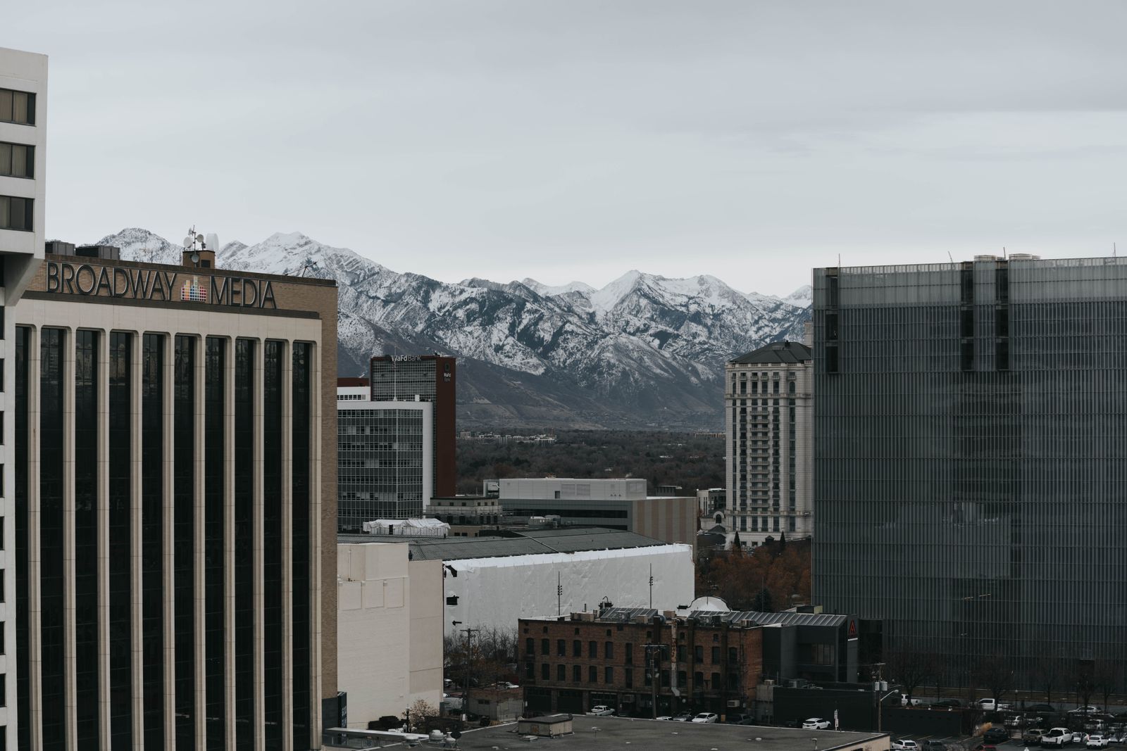 Downtown Salt Lake City with the Wasatch Mountains behind