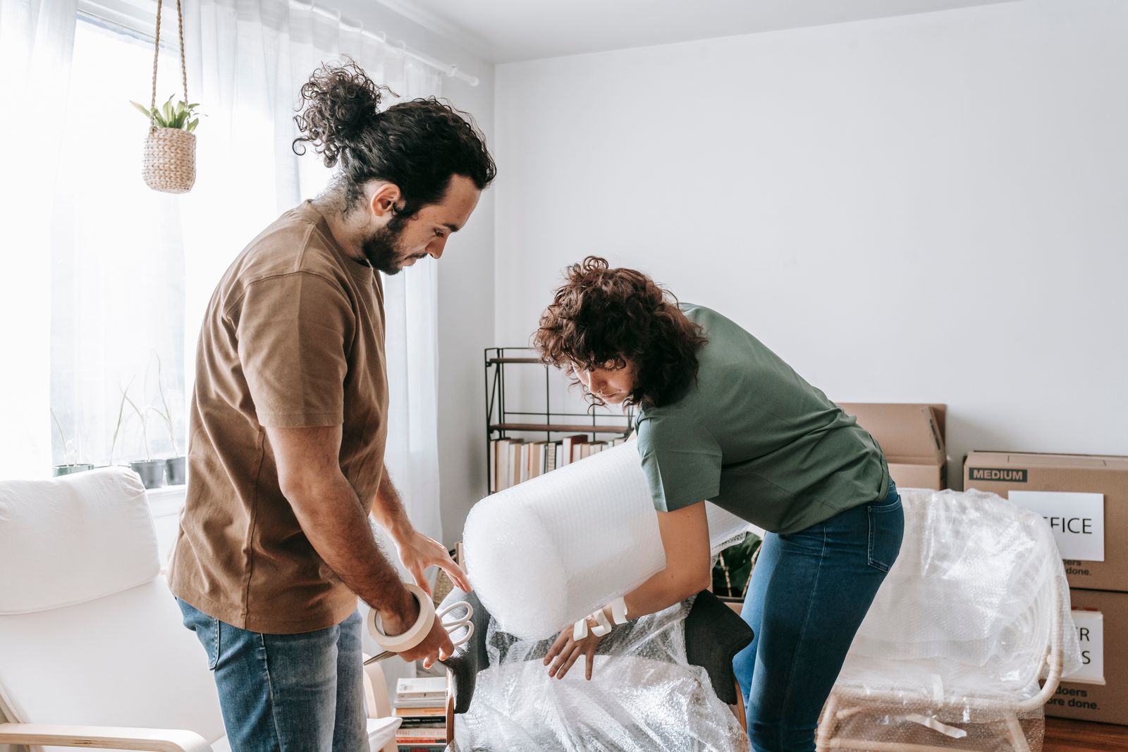 Renters packing up their apartment